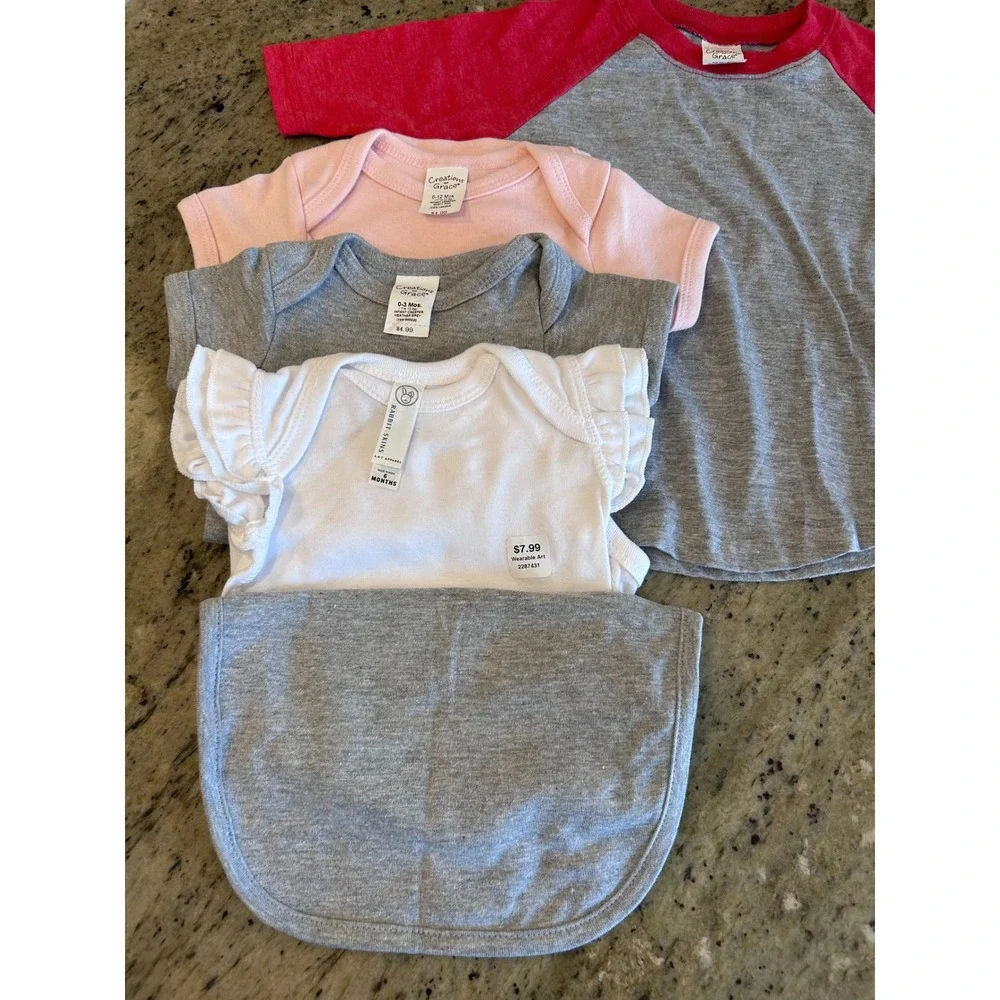 Lot of 5 Blank Baby Toddler Bodysuits Tee Bib For Craft Blanks Baby Shower Gifts